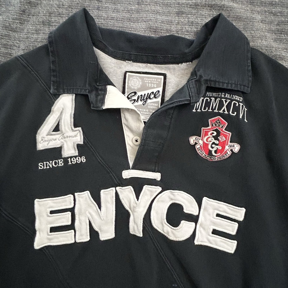 Y2K Enyce Polo Shirt Mens XL/XXL Tall Long Sleeve Hip Hop Streetwear Embroidered
